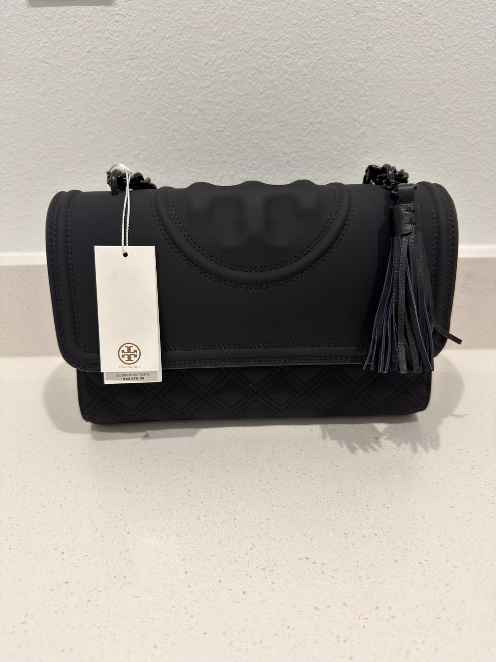 Tory Burch Black Quilted Tassel Chain Shoulder Bag